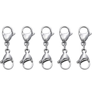 5/10Pcs Stainless Steel Double Lobster Clasp Hooks Chain Closure Accessories Connector for DIY Bracelet Necklace Jewelry Making