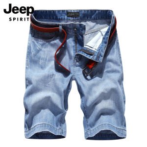 JEEP SPIRIT กางเกงขาสั้นผ้าเดนิมของผู้ชายกางเกงห้าส่วนลำลองทรงหลวมเนื้อบางสำหรับฤดูร้อน