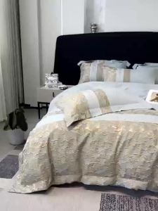 European embroidery 140 100% cotton four-piece set with a light luxury and high-end feel 100 Pure Cotton Bed Sheet Bed Skirt Duvet Cover Bedding LZD