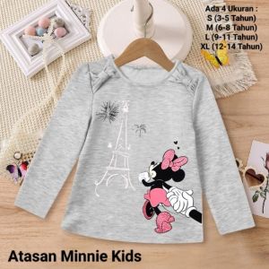 Atasan Kaos Minnie Kids Lengan Panjang Model Pita Kupu-Kupu Kaos Anak Perempuan Terbaru Matt Babyterry