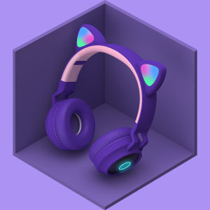Children New Year Gift LED Headphone Cute Cat Earphone Bluetooth 5.0 Headset Wireless HiFi Girl Daughter Gift With Mic