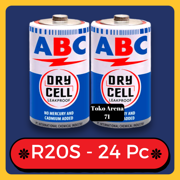 Baterai ABC Biru Besar R20S Size D / Batre ABC Biru R20 24 Pcs 1.5V ...