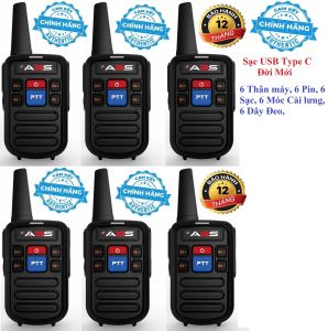 Bộ 6 Bộ đàm siêu nhỏ Mini chất lượng khủng ABS GP800 (2 Phím bấm PTT)-Sạc USB Type C