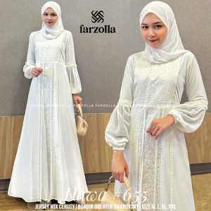 Jersey Putih Mix Ceruty Gamis Abaya Umroh Busana Muslim Wanita