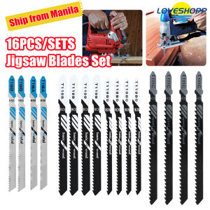 Fast Cut Blades Diy Tools T Shank Blades Jigsaw Blade Set Wood Metal Cutting Power Tool Hss 16pcs Down Cut Blades