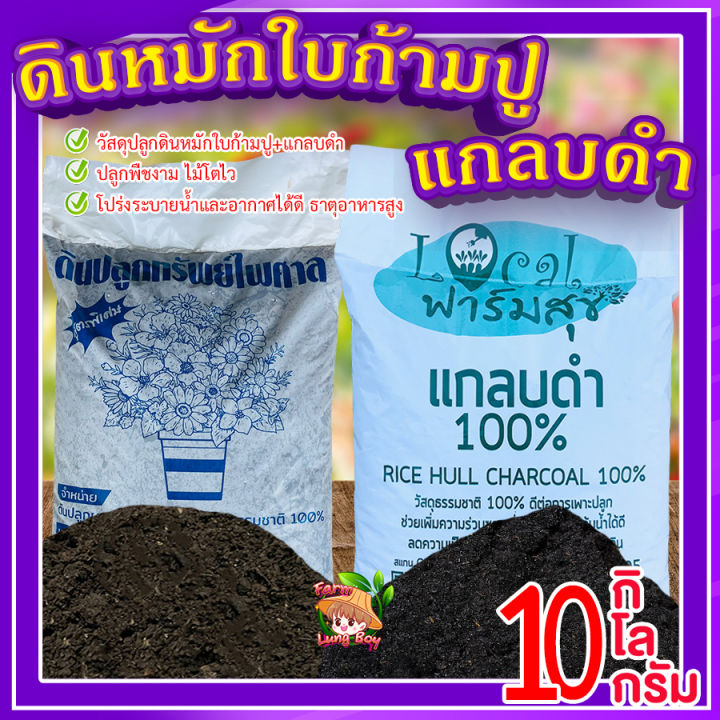 ดินปลูก Lungboy Farm ผสมใบก้ามปูและแกลบดำ 10 กก.