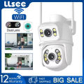 LLSEE, ICSEE, CCTV camera WIFI, 4K, 8MP, wireless outdoor surveillance camera, dual lens multi view, human detection, infrared night vision,. 