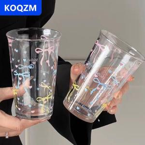 [COD] KOQZM Cốc thủy tinh dễ thương cốc nước hoạt hình cốc thủy tinh sọc dễ thương Doodle cốc cà phê hộ gia đình Trà trái cây nước chanh cô gái Quà Tặng