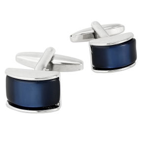 1Pair Minimally Curved Design Fashion French Cufflinks Blue Black Metal Temperament Versatile Cuff Links Banquet Accessories