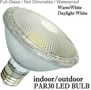 KEEP Short Neck Full Glass 12W PAR30 LED Bulb Floodlight Indoor Outdoor Waterproof IP65 1PACK E27 85-265V LED PAR30 Soft Warm White2700k-3000K Cool white 6000K-6500K 12W equivalent to 60-100W 60 angle Garden lamps outdoor lighting ceiling lights