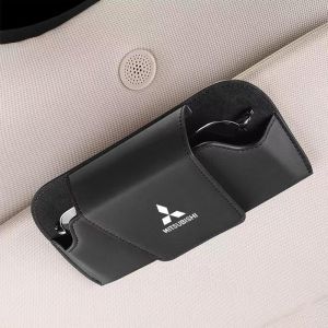 High quality Multifunctional Leather Car Glasses Case Car Sun Visor Sunglasses Storage Clip Car Storage Case car accessories For Mitsubishi Montero Sport Mirage Adventure Pajero Lancer Strada L300 Montero Galant Canter ASX Fuzion Eclipse L200 Grandis
