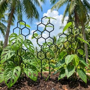 IDMU94789 Honeycomb Design Plant Trellis Plastic Support for Potted Vines Garden Climbing Frame Rustproof Flowers Trellis Indoor Outdoor