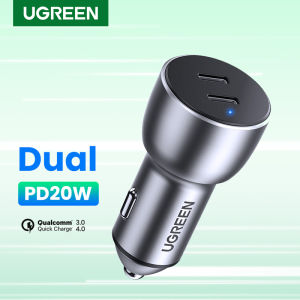 UGREEN 20W Car Dual PD TYPE C Fast Charger Up to 2.5x Faster Aluminum Case Suitable for Tomtom SatNav /iPhone 14 13 Pro Max iPhone 14 Plus iPhone 12 11 Pro Max/IPad Pro 2018/Huawei P30 Pro/Redmi Note 7/Nintendo Switch Ipad Pro 2021