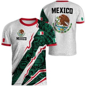 [Local Stock] VCC Mexico National Flag Print T Shirt For Men Funny 3D Eagle Pattern Short Sleeve Tees Outdoor Football Sports Clothing Casual Tops