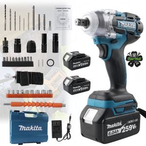 Uiiwell บล็อก มีทั้งสองฟังก์ชันประแจและสว่านไฟฟ้า ประแจไฟฟ้าไร้สาย 259V แบต 2 ก้อน Brushless Electric Impact Wrench ประแจไฟฟ้า 2 แบตเตอรี่ลิเธียม