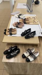 Phong Liya Giày Ballet cho Phụ Nữ Mặc Ngoài Trời Nơ Phong Cách Màu Sắc Khối Mũi Tròn Giày Bằng Retro Giày Mỏng