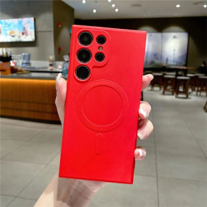 Magnetic เคส Samsung Galaxy S25 S24 S21 S20 S22 S23 FE Plus Ultra ซัมซุง เอส24อัลตร้า เคสซิลิโคนนิ่ม กันกล้อง สีพาสเทล