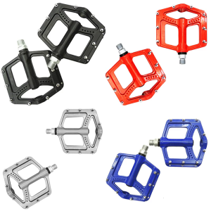 แป้นถีบจักรยานจักรยานแบบกว้างกันลื่นแป้นเหยียบแบน9/16นิ้วแบบเกลียวสามแบริ่ง3ที่เหยียบจักรยานภูเขา