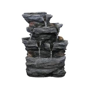 Rock Cascading Water Fountain Indoor Tabletop Water Feature Home Decor Relaxing Water Sound Ornament for Living Room Balcony Garden