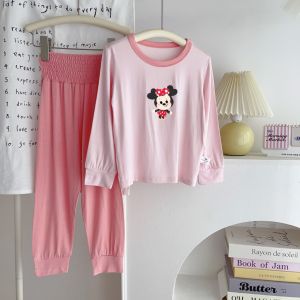 [High Waist Belly Protection] Modal Loungewear 2025 New Style Childrens Pajamas Middle Small Childrens Long-Sleeved Pants Set