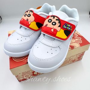 41N21 รองเท้านักเรียนอนุบาล พละขาว ลายชินจัง  ADDA รองเท้าพละ Shinchan New 2025 ‼ Size(25-35)