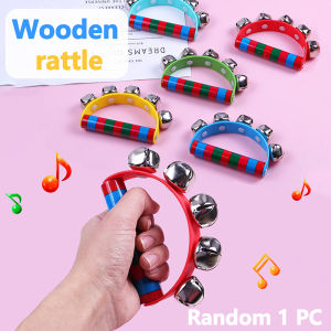 QUANSEN 1PC Childrens Intellectual Props Handbell Hand Bells With 5 Jingle Bells Wood Handle Musical Instrument Toy For Music Class