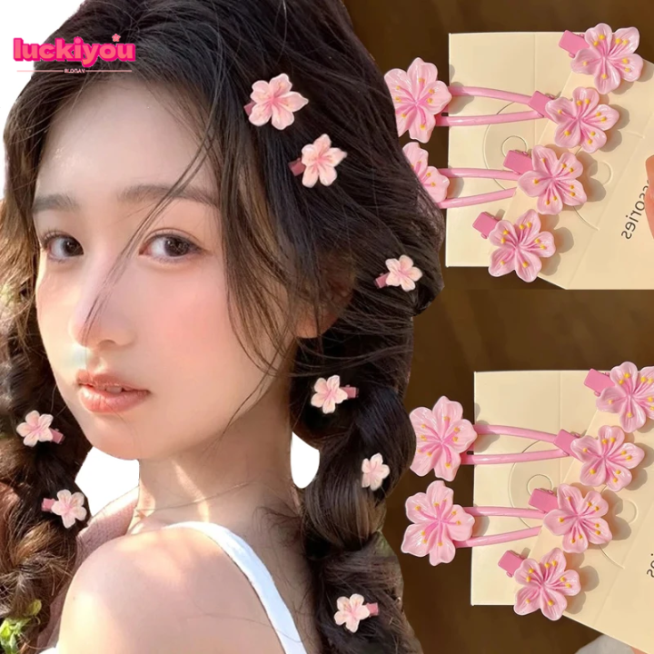 [Bán thua lỗ] 2/5 cái kẹp tóc SAKURA mini màu hồng siêu bất tử ngọt ...