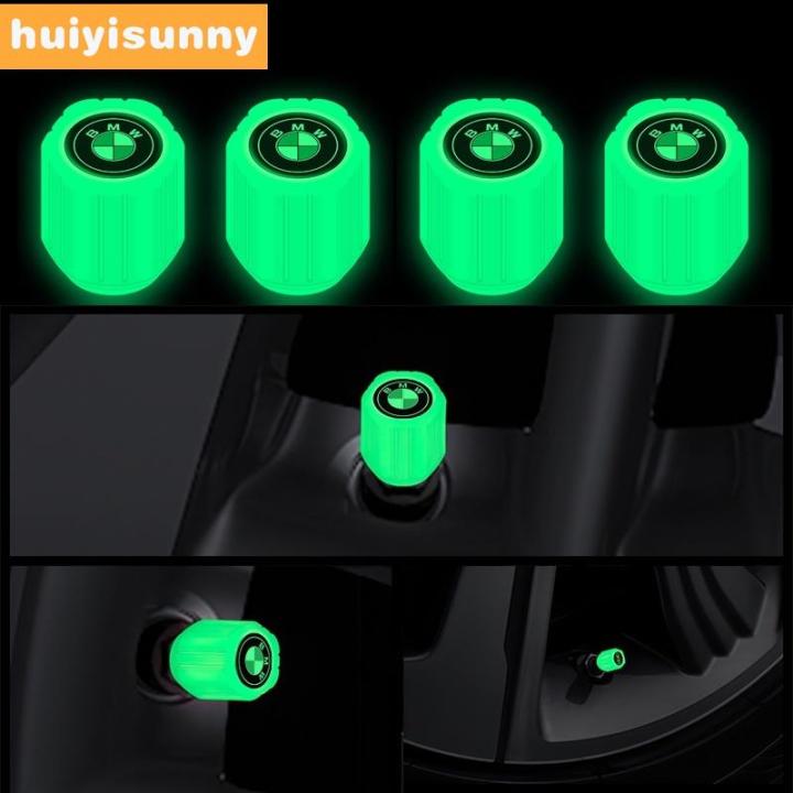 4x Fluorescent Glow-in-the-Dark Tire Valve Caps – Universal Luminous Stem Covers – Multi-Color Set