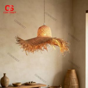 Đèn Treo Trần Mây Đan Viền Tua Rua Nghệ Thuật Rustic