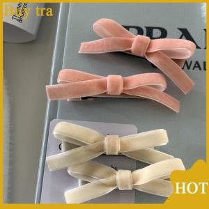 [Buytra] 2PCS Korean Style Solid Color Vintage Velvet Bow Hair Clip Cute Hairpin Side Clip Girls Sweet Cool Barrettes Hair Accessories