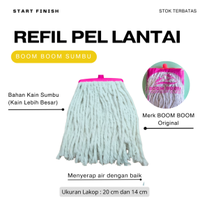 Refill Pel Lantai Sumbu BOOM BOOM CLEAN Tanpa Gagang | Refil Pel Sumbu | Mop Refill Isi Ulang Pel