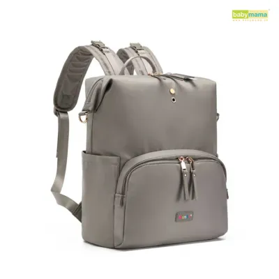 Mambo Nylon Waterproof Multipocket Diaper Bag - Ash Gray | Baby Diaper Bag Travel Backpack Carrier Essentials
