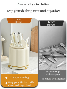 ชั้นวางของแบบหมุนได้มัลติฟังก์ชั่นในครัวเรือน ชั้นวางมีดทําครัวหรูหราน้ำหนักเบา