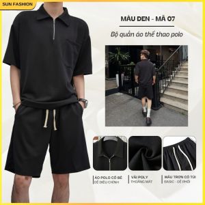 Bộ quần áo nam nữ thể thao 5 MÀU SẮC SUN 07 chất poly áo polo cổ bẻ quần form suông dễ phối đồ