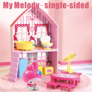 Kuromi Handmade Diy Castle Double Sided House Kitchen Living Girl Simulation Set Girl Toys