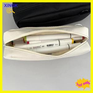 XINGK Large Capacity Pencil Case Solid Color Pen Pouch Student School Supplies Stationery Storager Box