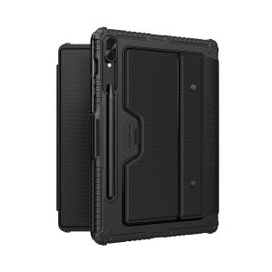Samsung Tab S10+ S9+ - Bumper Combo Keyboard Flip Case Casing Blue Tooth Black Shock Resistant Impact Full Coverage Removable Trackpad Smart Multifunctional Mode Camera Battery Business Plus Travel Study Work Pencil Holder Trip Sliding