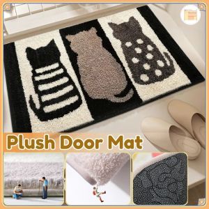 Plush Cartoon Door Mat Absorbent Non-Slip Bathroom Mat Cashmere-like Entrance Hall Floor Mats