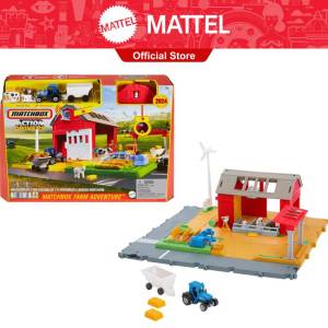 Matchbox Playset Action Drivers Farm Adventure With 1:64 Scale Tractor & 6 Accessories