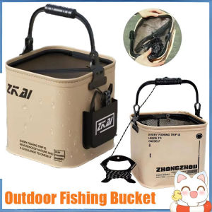 Foldable Fishing Bucket with Net Cover Wild Fishing Tackle Pocket Protective Outdoor Box Live