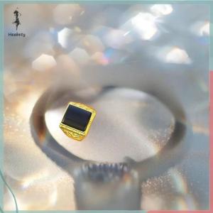 🔥ส่วนลด 10 บาท สำหรับการซื้อ 1 ชิ้น🔥ราคาถูก แหวนชุบทองผู้ชายรูปไข่ขนาดใหญ่และเล็กเลี่ยมด้วยแหวนทองคำออบซิเดียน