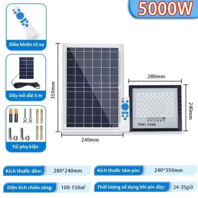 Đèn năng lượng mặt trời 5000w mắt ngọc đèn pha năng lượng siêu sáng tiết kiệm điệncó remote