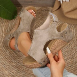 [Free Shipping] Plus-Size Wedge Sandals New Summer Styles Retro Thick-Soled Fish-Mouth Roman High-Heeled Sandals Platform Sandals
