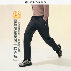 Giordano Men G-MOTION print softshell fleece-lined joggers Free Shipping 01116749