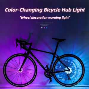 2PCS Bicycle Hub Light 7-Color Changing Waterproof Vibration Sensing USB Charging Long Battery Life