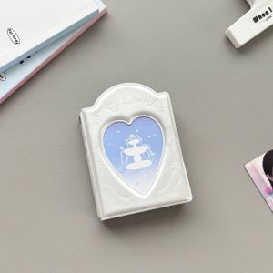JAYQQ PVC Photocard Binder Album 32 Pockets Pearl White Kpop Photo Card Book Holder Cute 3 Inch Mini Photo Album