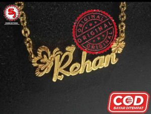 Kalung Nama Sendiri Motif Rose Gold Titanium Anti Karat Selamanya
