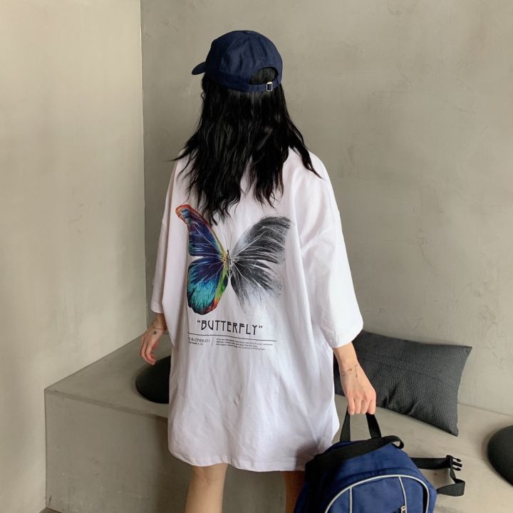 [ส่งเร็วพิเศษ!] C-รุ่น-177ใหม่เสื้อยืดสไตล์เกาหลี พิมพ์ลายผีเสื้อทรง ...