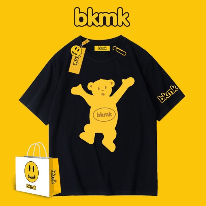 Bkmk เสื้อยืดแขนสั้น ผ้าฝ้าย ทรงหลวม พิมพ์ลายหมี สไตล์เกาหลี สตรีท ฤดู ...