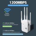 Tommjerry 4 Antennas WiFi Repeater penguat sinyal 1200Mbps  Wireless Wifi Range Extender Router Repeater Rotatable Antennas. 